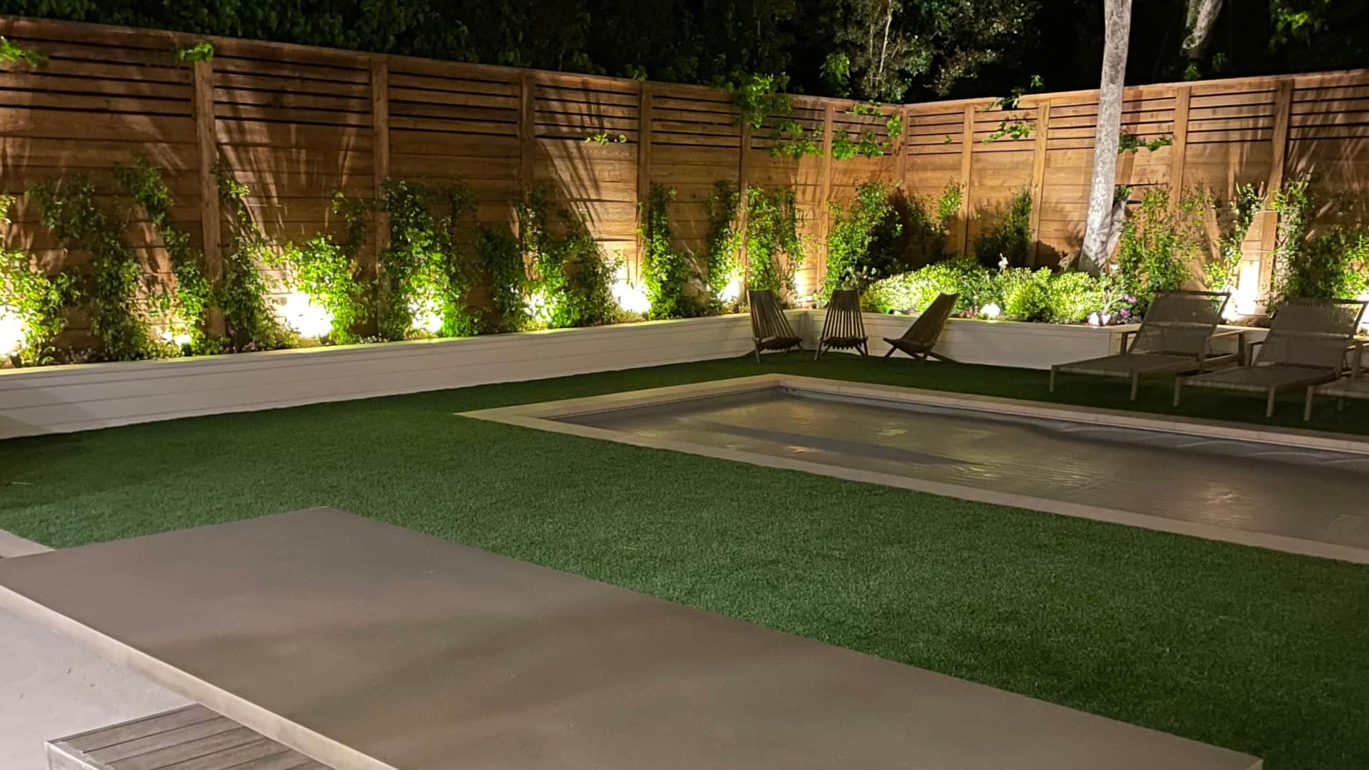 Residential Backyard Lighting at Night